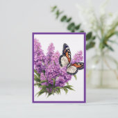 LAVENDELBLOEMEN MET VLINDER BRIEFKAART (Staand voorkant)