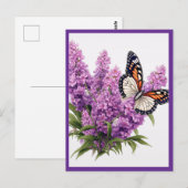 LAVENDELBLOEMEN MET VLINDER BRIEFKAART (Voorkant / Achterkant)