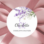 Lavendelbloemen monogrammed ronde sticker