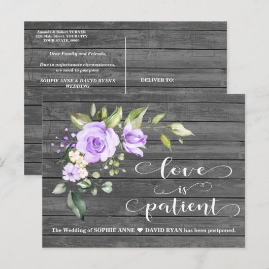 Lavendelbloemen Oude schuur bruiloft uitgesteld Briefkaart (Voorkant / Achterkant)