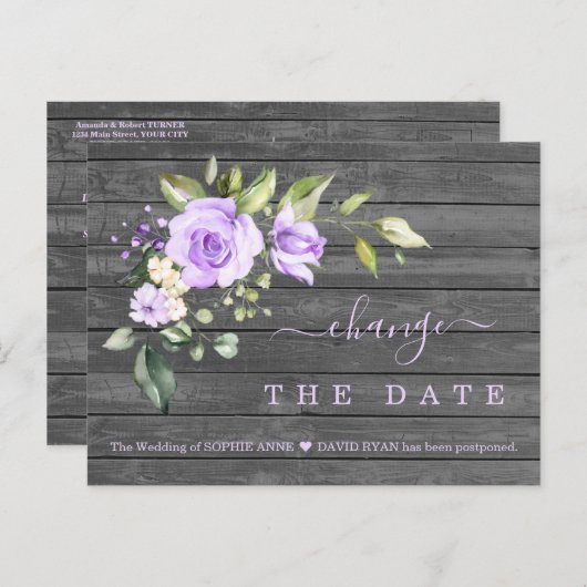 Lavendelbloemen Oude Schuur Bruiloft Uitgesteld Briefkaart (Voorkant / Achterkant)