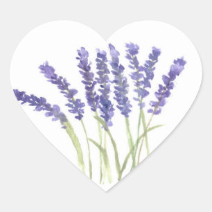 Lavendelbloemen Paarse Bloemen Waterverf Hart Sticker