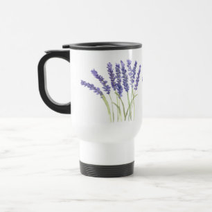 Lavendelbloemen Paarse Bloemen Waterverf Reisbeker