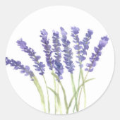 Lavendelbloemen Paarse Bloemen Waterverf Ronde Sticker (Voorkant)