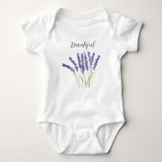 Lavendelbloemen Paarse bloemige waterverf Cute Romper (Voorkant)