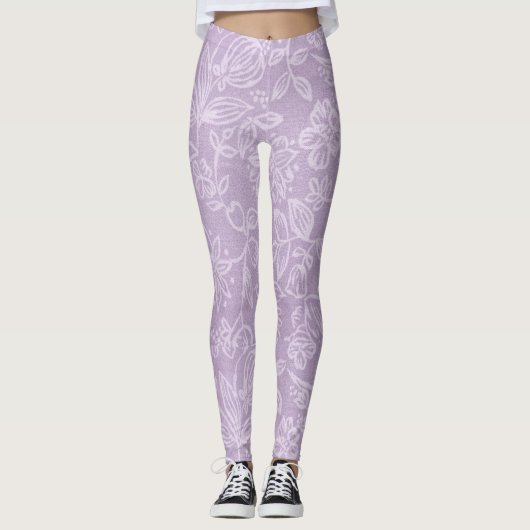 Lavendelbloemen Paarse Leggings (Voorkant)