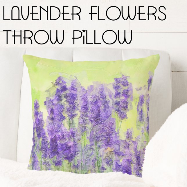 Lavendelbloemen Paarse Lila Bloemen Kussen (lavender Flowers Square Throw Pillow. Spring and Easter Decor inspiration.)
