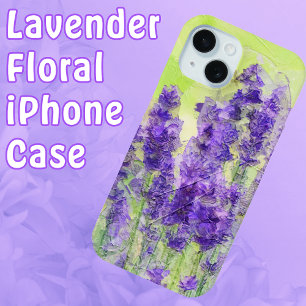 Lavendelbloemen Paarse Waterverf bloemen iPhone 15 Case