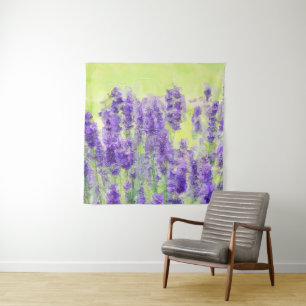 Lavendelbloemen Paarse Waterverf bloemgeel Wandkleed