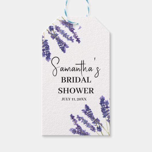 Lavendelbloemen Paarse Waterverf Bruidsdouche Cadeaulabel (Voorkant)