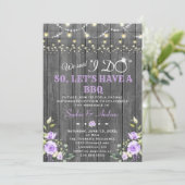 Lavendelbloemen Schuur Hout Na I DO BBQ Kaart (Staand voorkant)