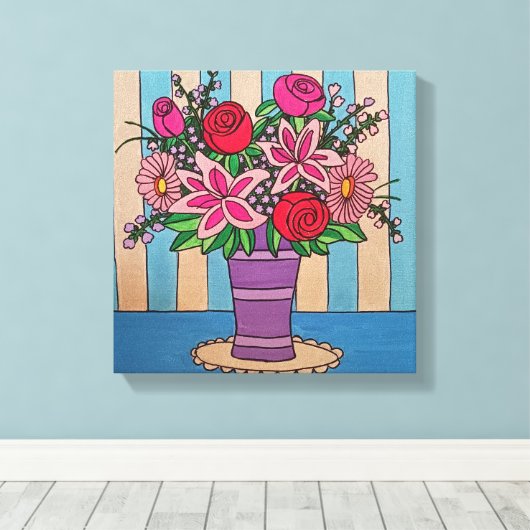 Lavendelbloemen uitgerekt canvas Print (Insitu (Houten vloer))