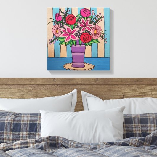 Lavendelbloemen uitgerekt canvas Print (Insitu (Slaapkamer))
