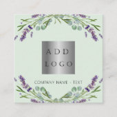Lavendelbloemen violet groen logo QR code Vierkante Visitekaartje (Voorkant)
