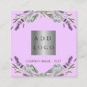 Lavendelbloemen violet logo QR code logo Vierkante Visitekaartje (Voorkant)