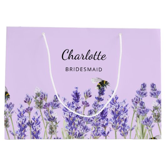 Lavendelbloemen violette bruidsmeisje groot cadeauzakje (Achterkant)