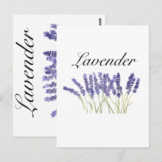 Lavendelbloemen watercolor kruiden paars chic briefkaart (Voorkant / Achterkant)
