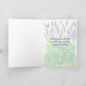 Lavendelbloemen Waterverf Happy Birthday Kaart (Binnen)