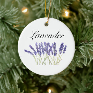 Lavendelbloemen waterverf kruiden paars chic keramisch ornament
