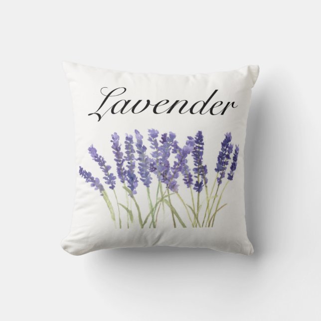 Lavendelbloemen waterverf kruiden paars chic stro kussen (Voorkant)