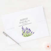 Lavendelbloemen waterverf rustieke Bruidsdouche Ronde Sticker (Envelop)