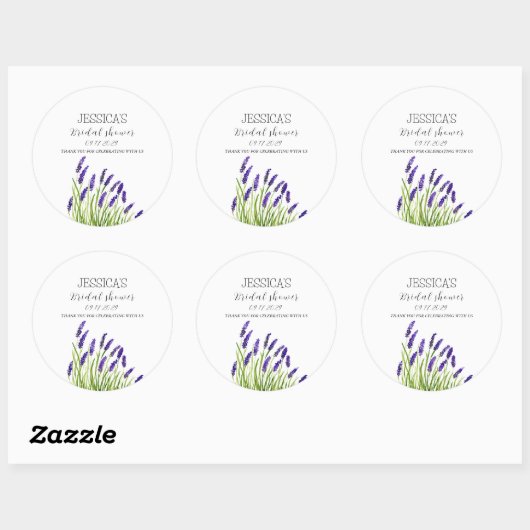 Lavendelbloemen waterverf rustieke Bruidsdouche Ronde Sticker (Vel)