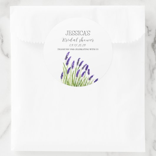 Lavendelbloemen waterverf rustieke Bruidsdouche Ronde Sticker (Tas)