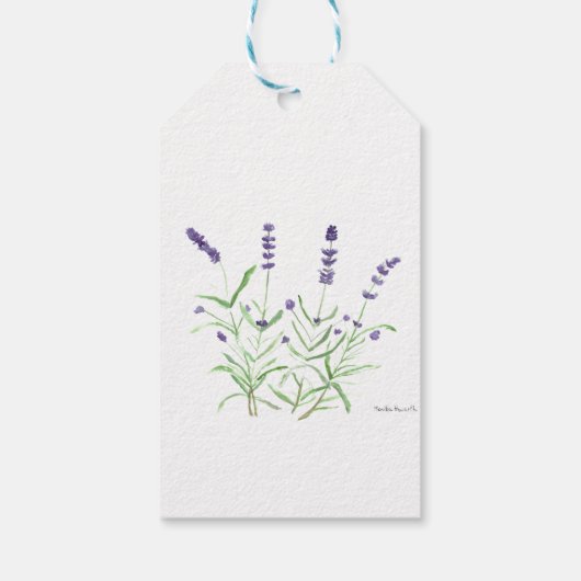 Lavendelbloemen waterverf rustieke Violet bruiloft Cadeaulabel (Achterkant)