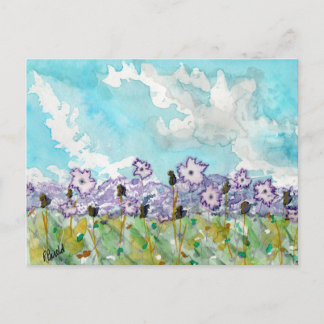 Lavendelbloemen & wolken briefkaart
