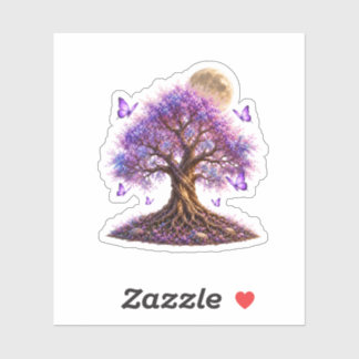 Lavendelbloesem Maan Boom Sticker