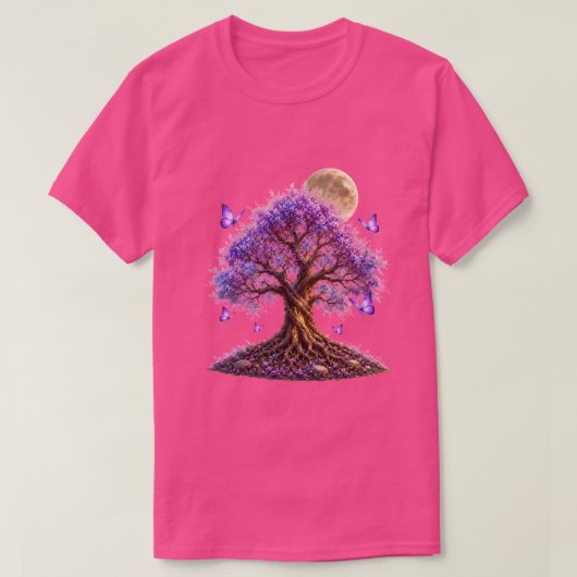 Lavendelbloesem Maan Boom T-Shirt (Design voorkant)
