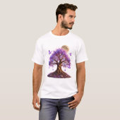 Lavendelbloesem Maan Boom Witte T-Shirt (Voorkant volledig)