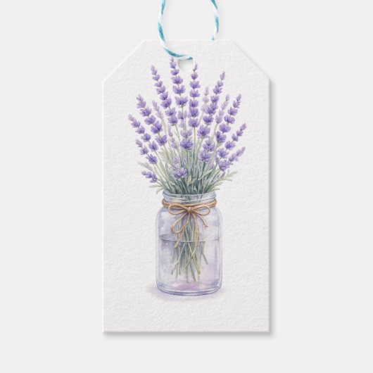 Lavendelboeket in Metsen Pot Waterverf Gift Tag Cadeaulabel (Voorkant)