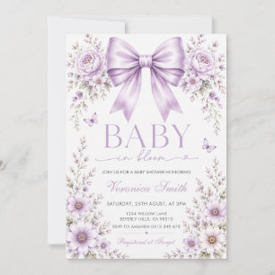 Lavendelboog Baby in Bloom Paarse Baby Shower Kaart