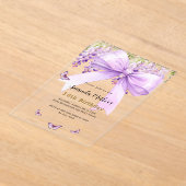 Lavendelboog bloemen vlinders duidelijke verjaarda acryl uitnodigingen (Laagn)