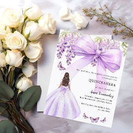 Lavendelboog bloemenjurk Quinceanera uitnodiging