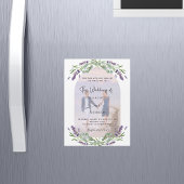 Lavendelboog foto violette bloemen luxe bruiloft magnetische uitnodiging