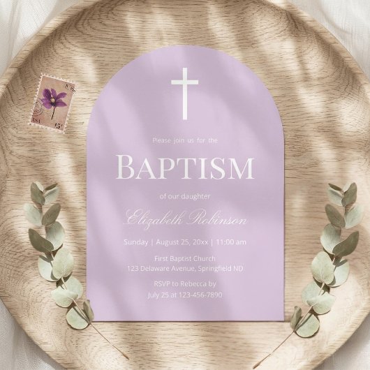 Lavendelboog Moderne Doop Christening Kaart