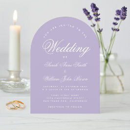 Lavendelboog Simpel Elegant Schrift Paarse Bruilof Kaart