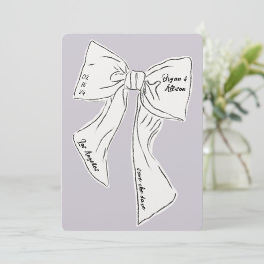 Lavendelboog sparen de datum bruiloft kaart (Staand voorkant)