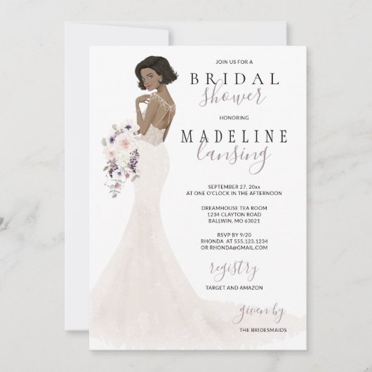 Lavendelbruid in Lace Gown Vrijgezellenfeest Kaart (Voorkant)