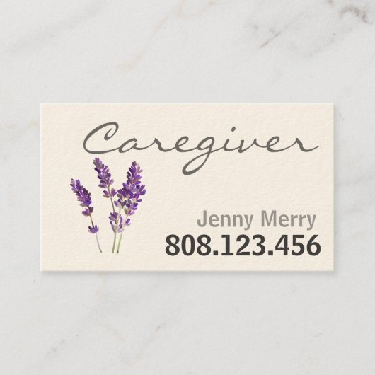 Lavendelcomfort: Visitekaartjes voor verzorgers (Voorkant)