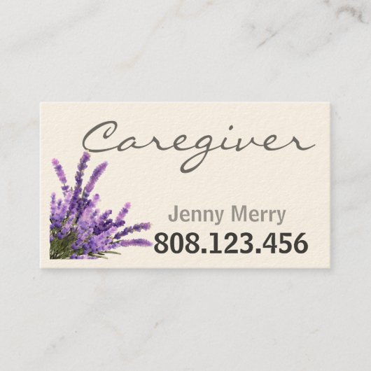Lavendelcomfort: Visitekaartjes voor verzorgers (Voorkant)