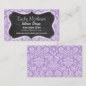 Lavendeldamast; krijtbord look visitekaartje (Voorkant / Achterkant)