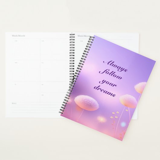 Lavendelfarbener Hintergrund mit Blumen Planner (Display)