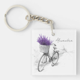  lavendelfiets met bloemenmand sleutelhanger