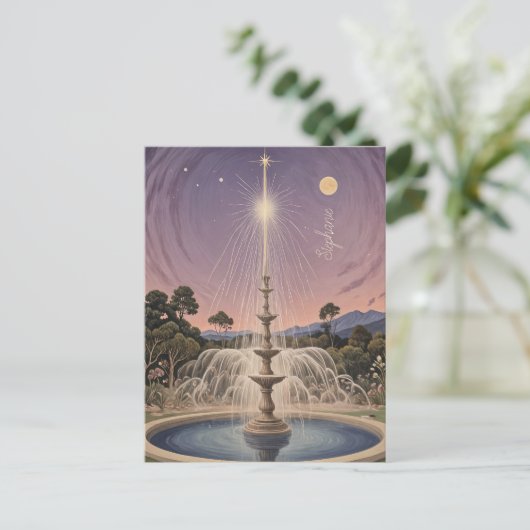 Lavendelfontein slaapliedje gepersonaliseerd briefkaart (Staand voorkant)