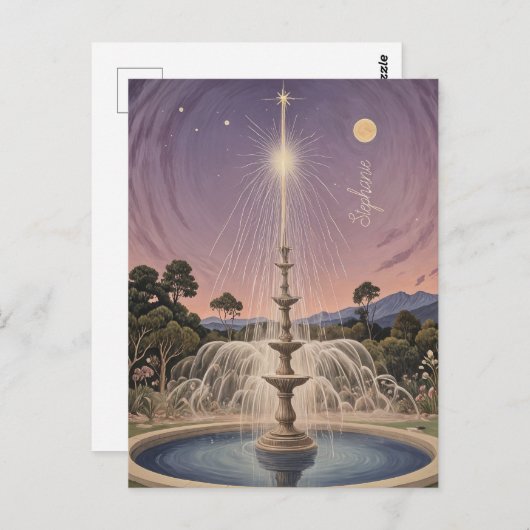 Lavendelfontein slaapliedje gepersonaliseerd briefkaart (Voorkant / Achterkant)