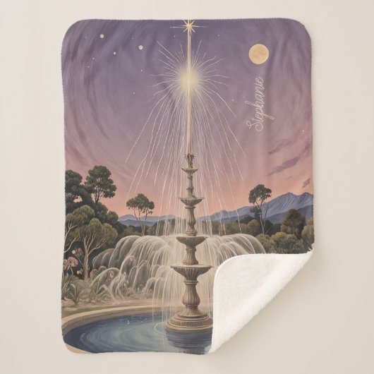 Lavendelfontein slaapliedje gepersonaliseerd sherpa deken (Voorkant)