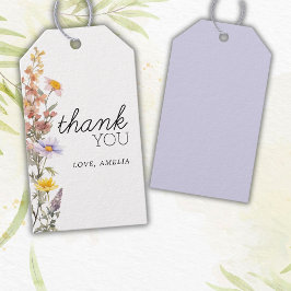 Lavendelgeel Wildflowers Elegant Baby shower Cadeaulabel